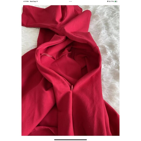 Lulus Red Fit Flare Mini Dress Womens Size Small Scalloped Neckline 3/4 Sleeve - Picture 4 of 10